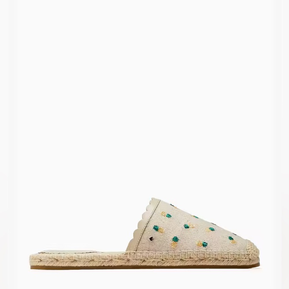 kate spade Beige Espadrille with Green Embroidery
